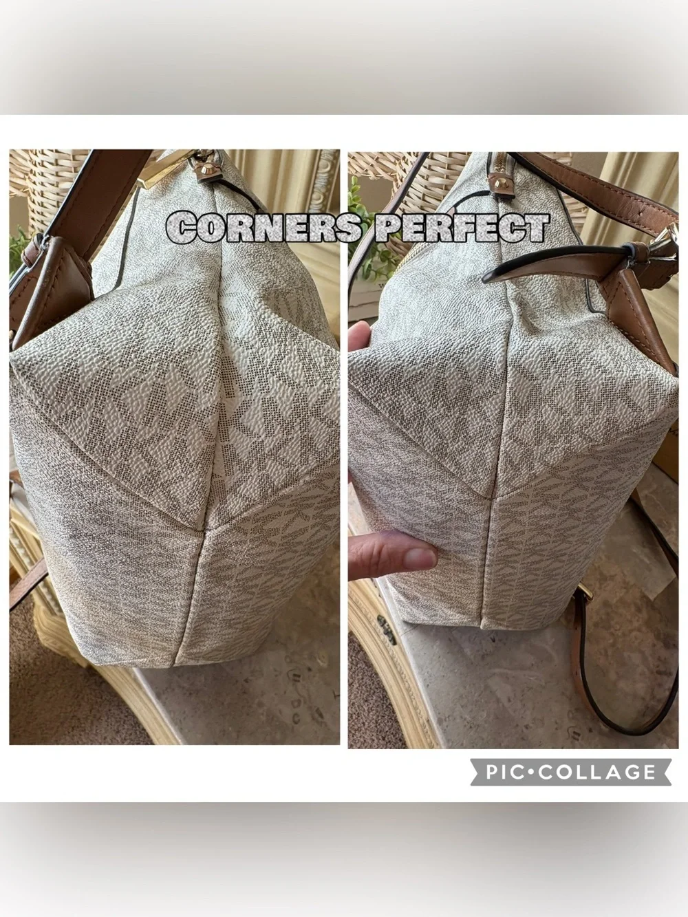 MICHAEL KORS MK Rhea Zip Medium Slim Backpack • Logo Vanilla / Acorn / Beige